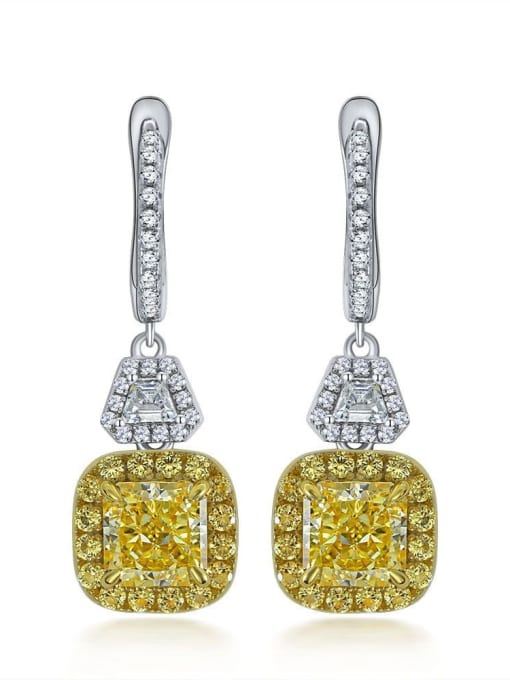 Yellow [e 2060] 925 Sterling Silver High Carbon Diamond Yellow Geometric Dainty Drop Earring